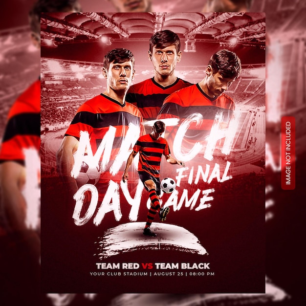 Soccer and football match schedule club square social media banner