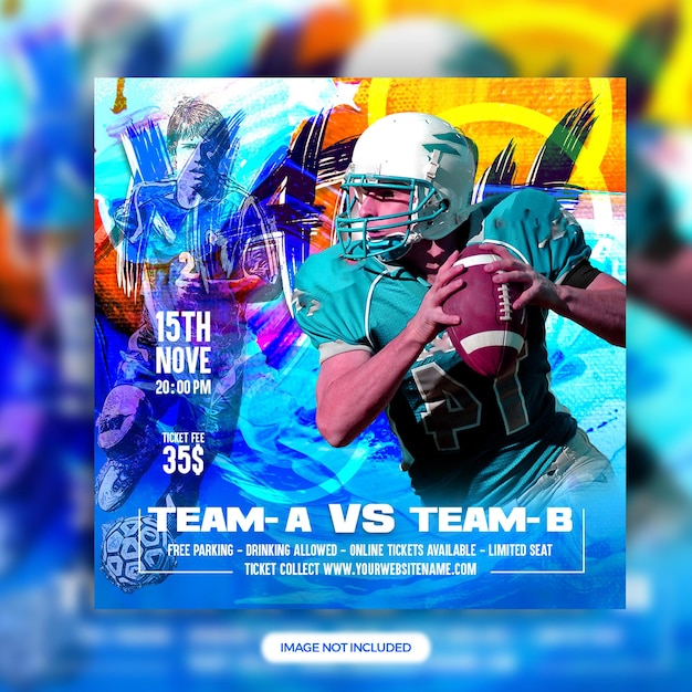 Soccer and football match schedule club square social media post and web banner Design