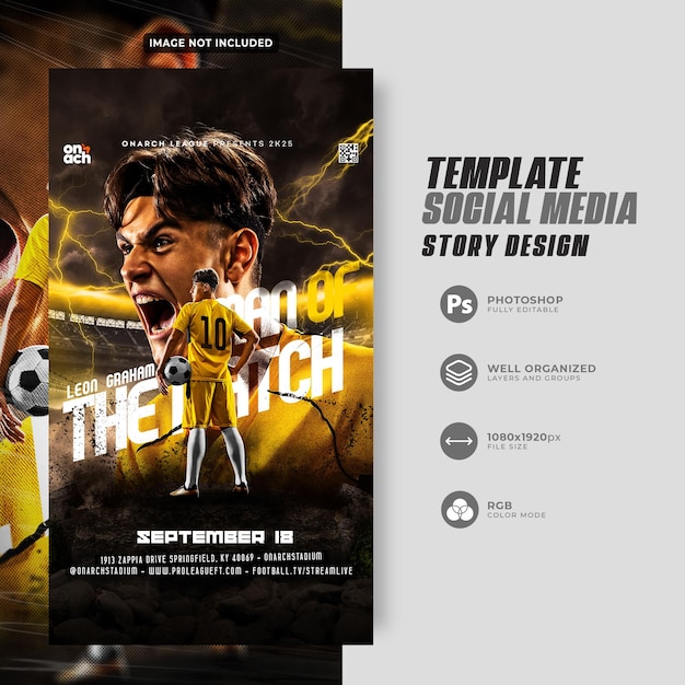 Soccer Football Player Matchday social media instagram story template