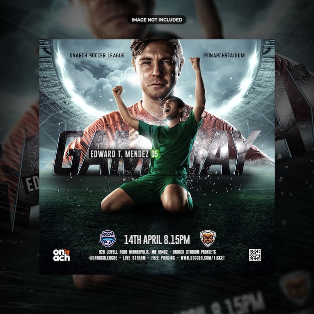 Soccer Football Player social media post or flyer promotion template