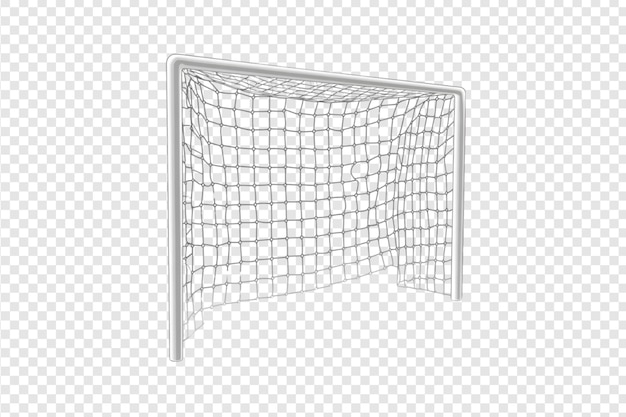 PSD soccer goal post with net isolated on a transparent background