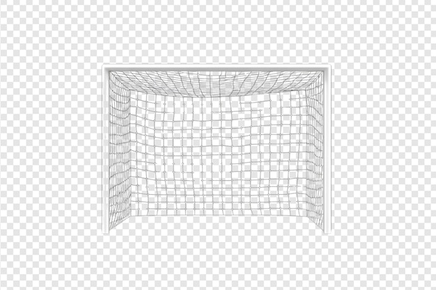 PSD soccer goal post with net isolated on a transparent background