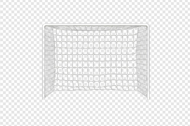 PSD soccer goal post with net isolated on a transparent background