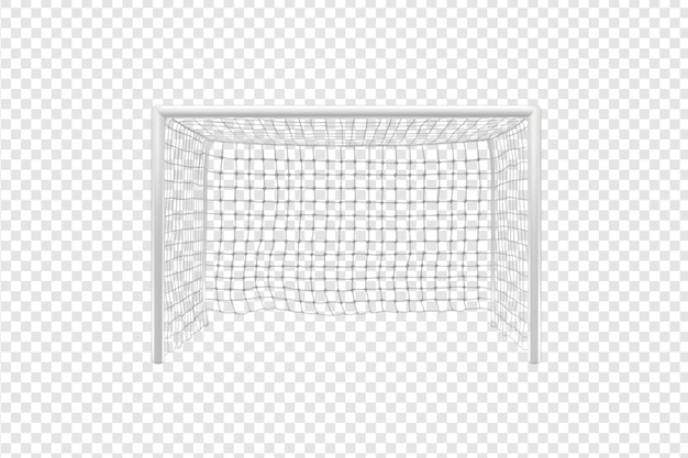 PSD soccer goal post with net isolated on a transparent background