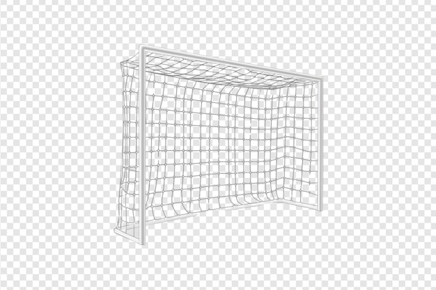 PSD soccer goal post with net isolated on a transparent background