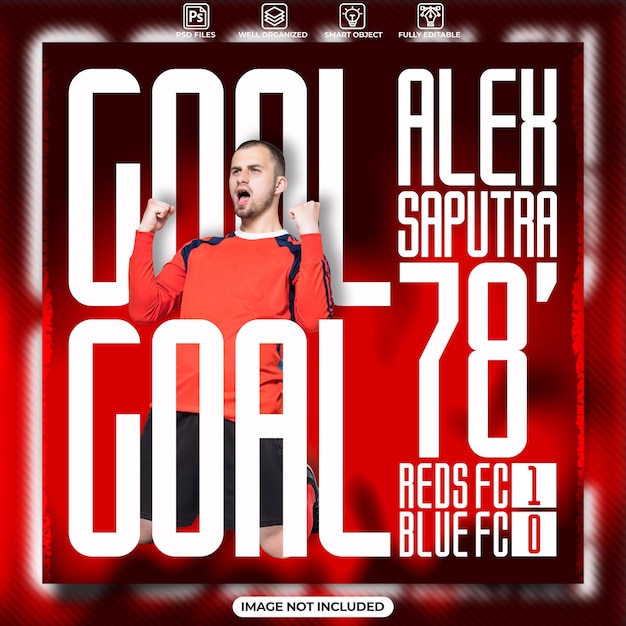 soccer goal scorer flyer social media post template