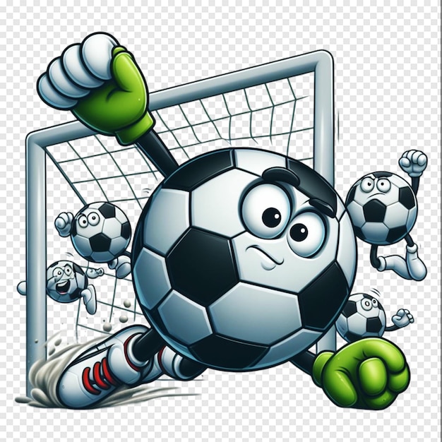 a soccer goalie with a soccer ball and the goalie on the bottom