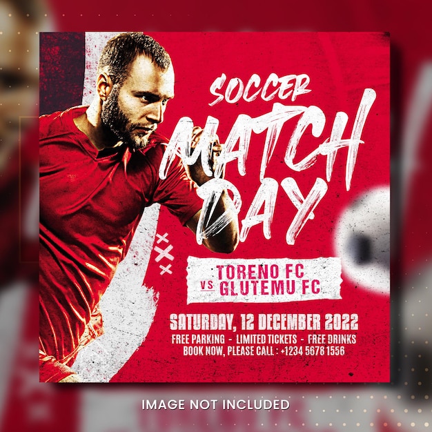 A soccer match day poster for a match day.