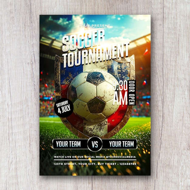 PSD soccer match flyer social media banner