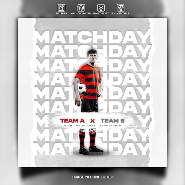 PSD soccer matchday flyer social media post template