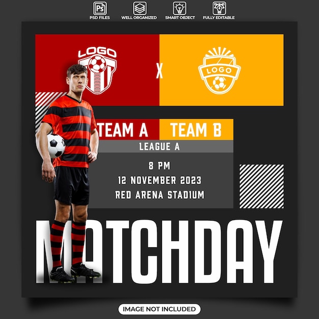 PSD soccer matchday social media banner template