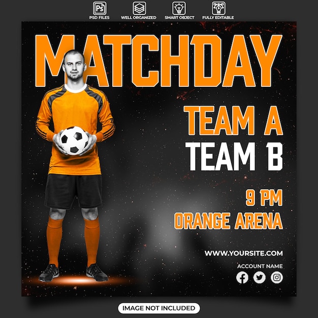 PSD soccer matchday social media banner template