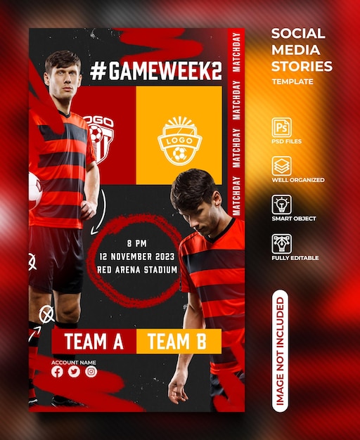 Soccer matchday social media instagram stories template