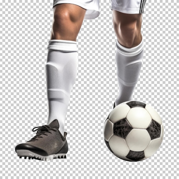 Soccer Player Feet With Ball Isolated on Transparent Background