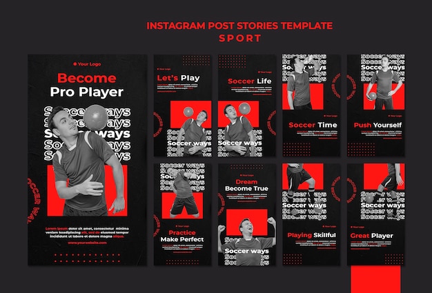 Soccer player instagram stories template