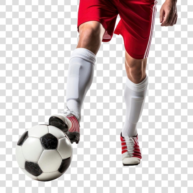 Soccer player kicking ball