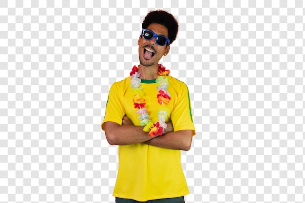 Soccer Sport Fan Celebrating Isolated on White Excited football fan cheering