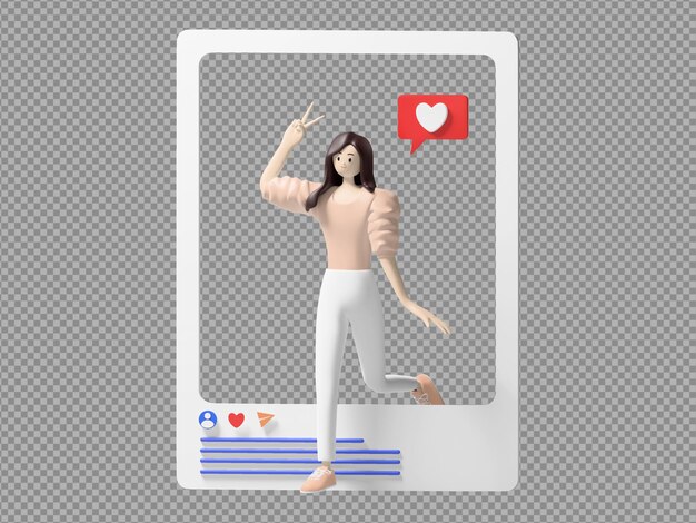 social media 3d illustration character