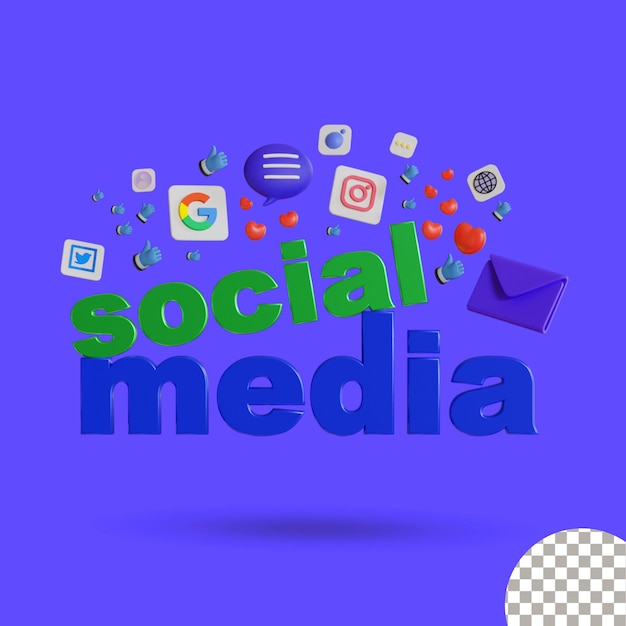 social media 3d illustration for website