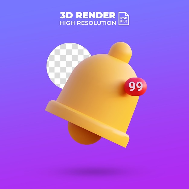 Social media 99 notification icon illustration 3d render front view isolated