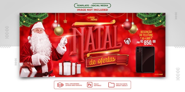 Social media banner Christmas offers for electronics sales in Brazil