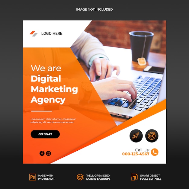 Social media banner for marketing agency template