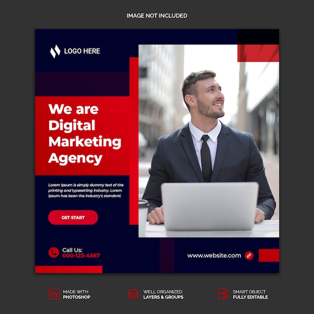 Social media banner for marketing agency template