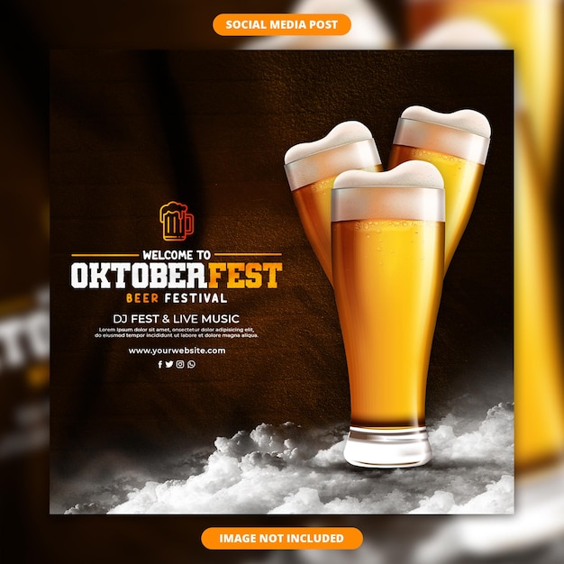 social media banner and post design for oktoberfest beer festival