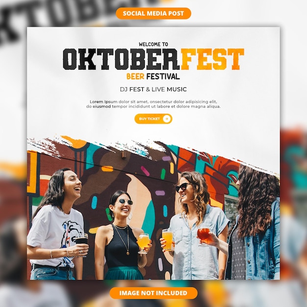 social media banner and post design for oktoberfest beer festival