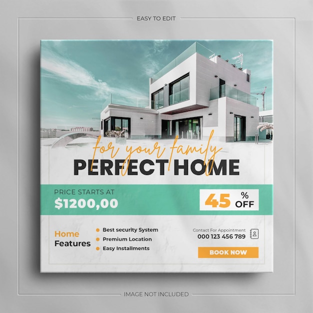 PSD social media banner for real estate house property and square instagram post template design.