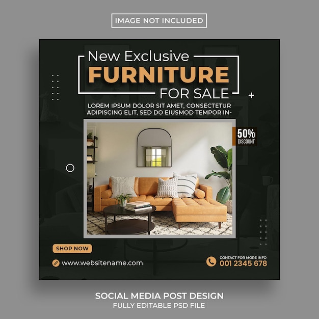 Social media banner or square flyer template for furniture sale design