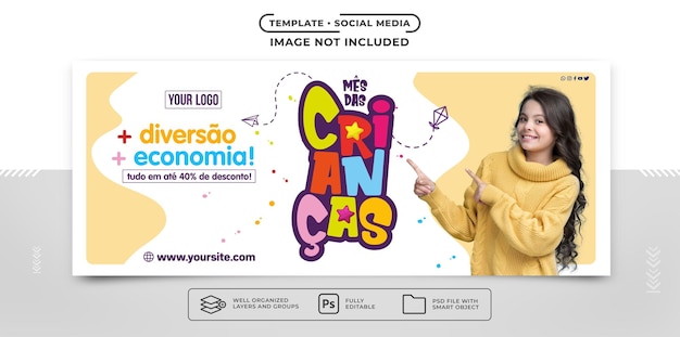 Social media banner template for children's month sales