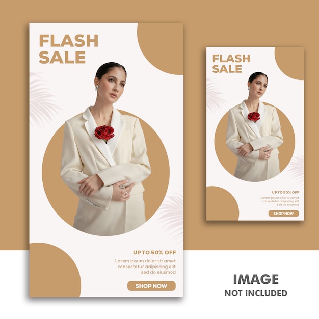 PSD social media banner template instagram story, fashion girl flash sale