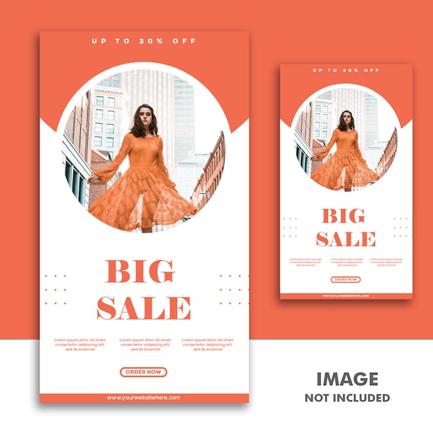 PSD social media banner template instagram story, fashion girl orange sale