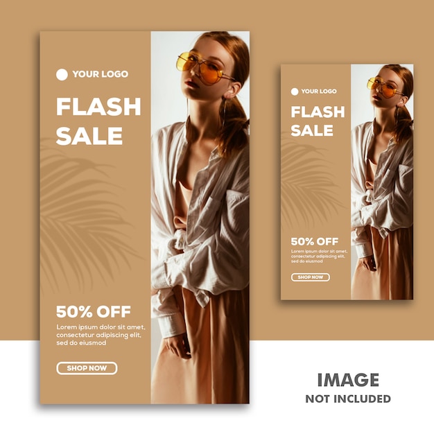 PSD social media banner template instagram story, fashion girl sale elegant