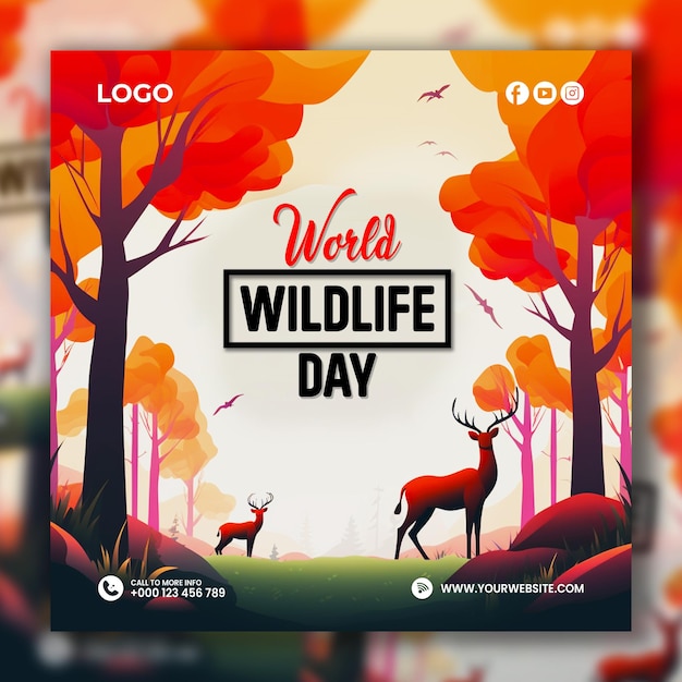 social media banner template for World wild life day