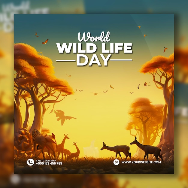 social media banner template for World wild life day