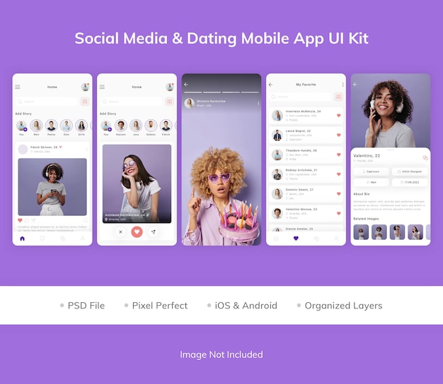 Social Media and Dating Mobile App UI Kit