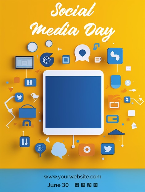 PSD social media day concept unique technology style on multicolor background