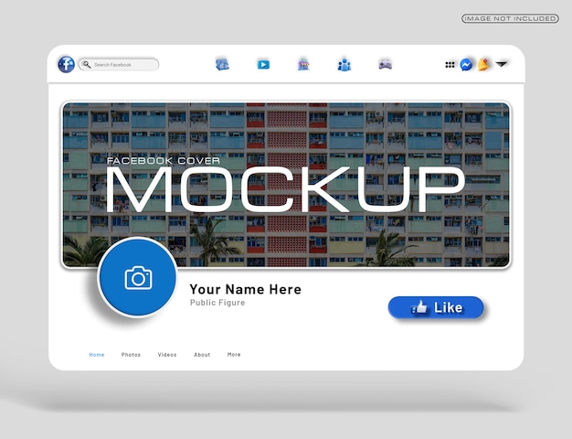 PSD social media facebook cover image mockup in 3d ui