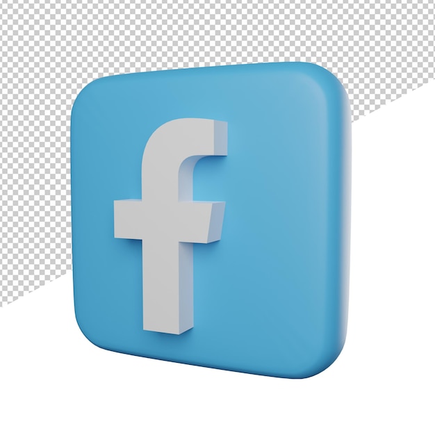 Social media facebook logo side view 3d rendering illustration transparent background