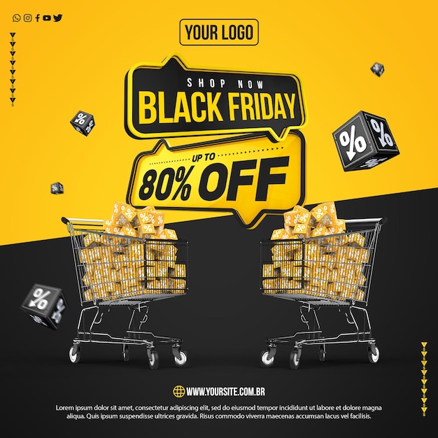 Social media feed Black friday with up to 80 discount