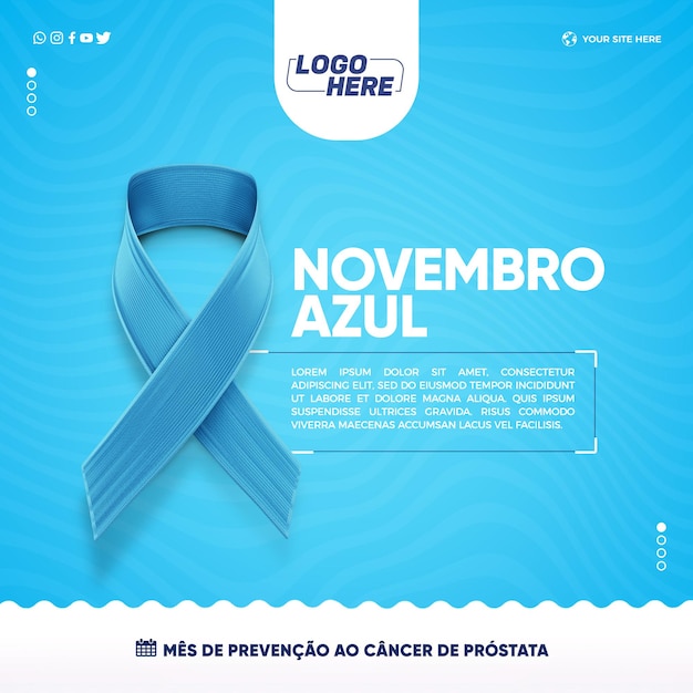 Social media feed blue November for prostate cancer prevention month