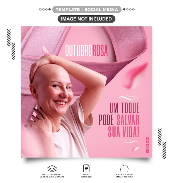 Social media feed campaign October pink template one touch can change your life!