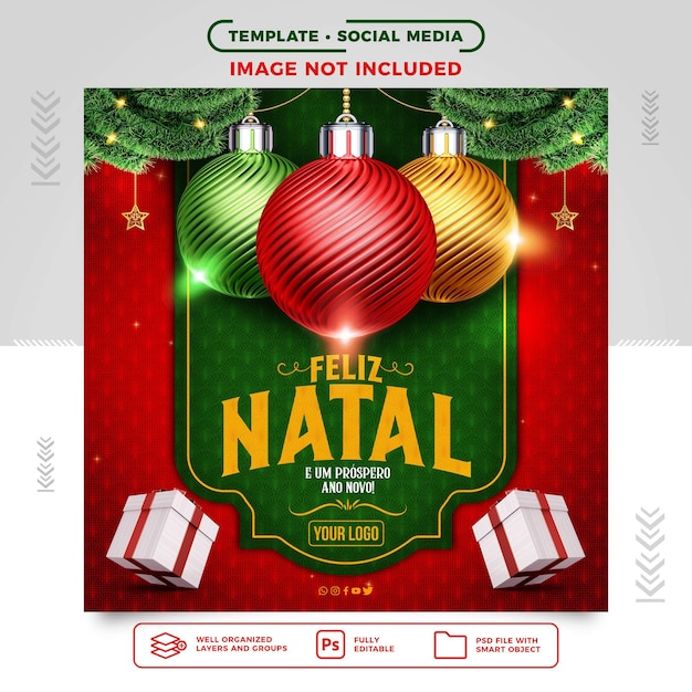 Social media feed happy instagram Merry Christmas and New Year in Brazil