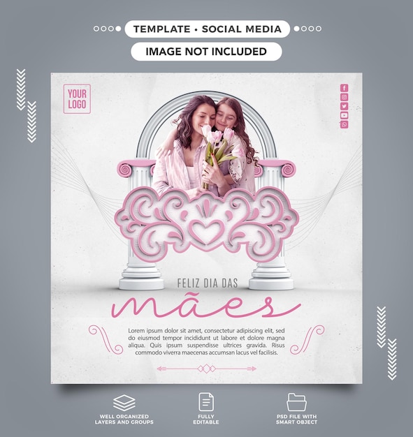 social media feed happy mother's day card delicate