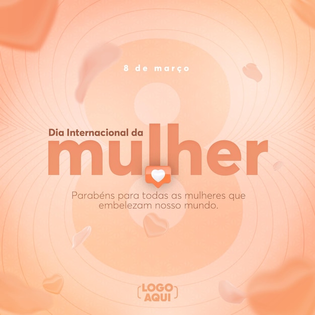 social media feed international happy womens day for marketing campaigns in brazil in portuguese