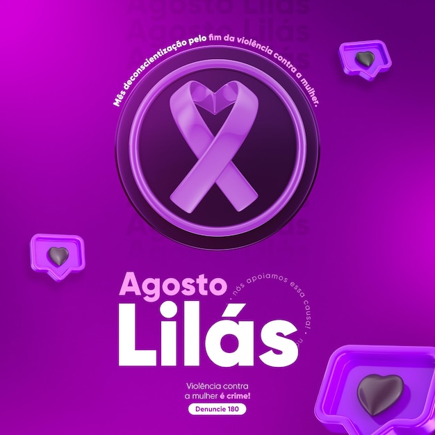 social media feed lilac august for marketing campaign in brazil in 3d render