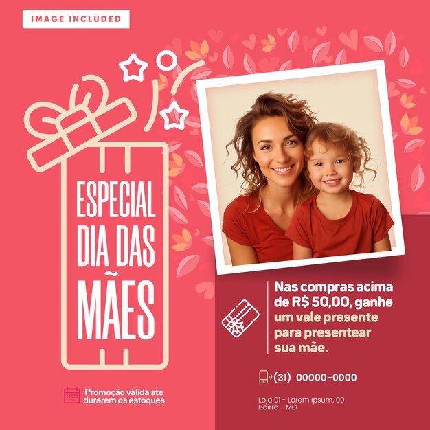 PSD social media feed special mothers day with shopping voucher