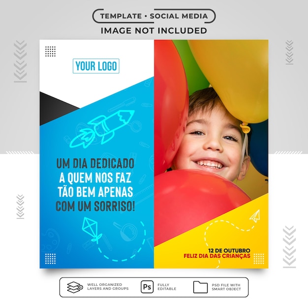 Social media feed template Happy Children's Day